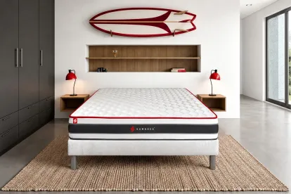 Ensemble Matelas Sommier 140x190 cm - Sommier Blanc (en kit) - Energy