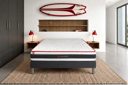 Ensemble Matelas Sommier 140x200 cm - Sommier Noir (en kit) - Energy