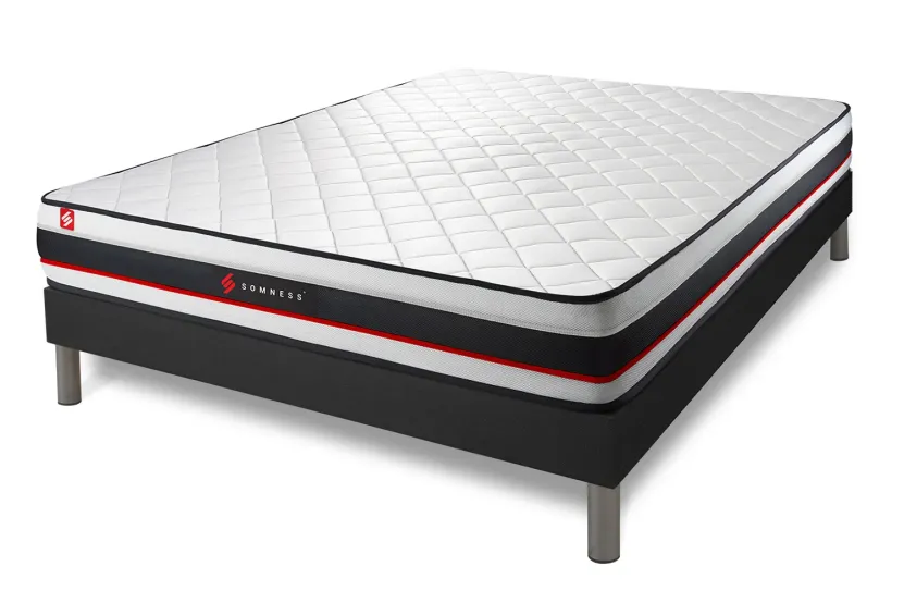 Ensemble Matelas Sommier 140x190 cm - Sommier Noir (déjà monté) - Form