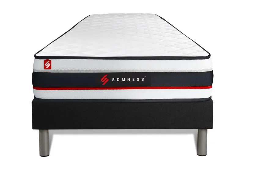 Ensemble Matelas Sommier 90x190 cm - Sommier Noir (en kit) - Form