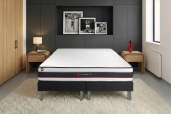 Ensemble Matelas Sommier 180x200 cm - 2 Sommiers Noir - Form