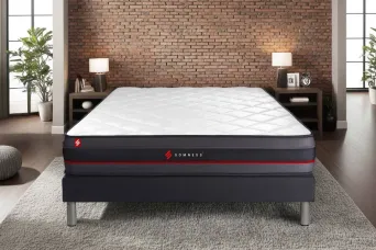 Ensemble Matelas Sommier 160x200 cm - Sommier Noir (déjà monté) - Regen