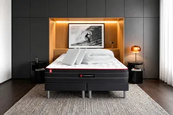 Pack lit complet 160x200 cm - Matelas + 2 Sommiers noirs + 2 oreillers + Couette - Boost