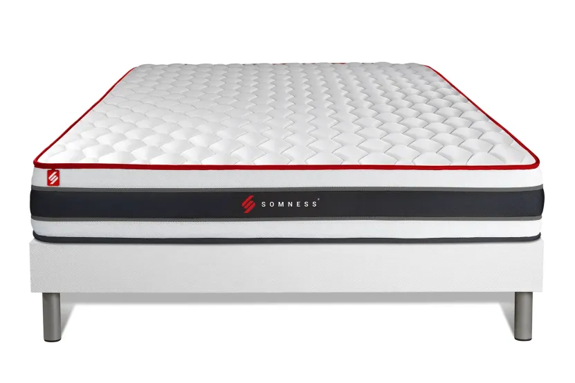 Ensemble Matelas Sommier 140x190 cm - Sommier Blanc (déjà monté) - Energy