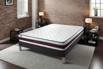 Ensemble Matelas Sommier 140x190 cm - Sommier Noir (déjà monté) - Form