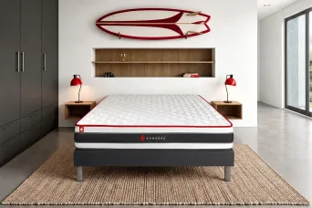 Ensemble Matelas Sommier 200x200 cm - Sommier Noir (en kit) - Energy