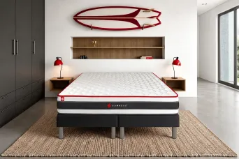 Ensemble Matelas Sommier 200x200 cm - 2 Sommiers Noir - Energy