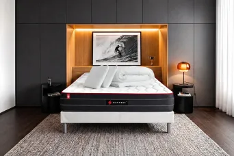 Pack lit complet 140x190 cm - Matelas + Sommier Blanc + 2 oreillers + Couette - Boost