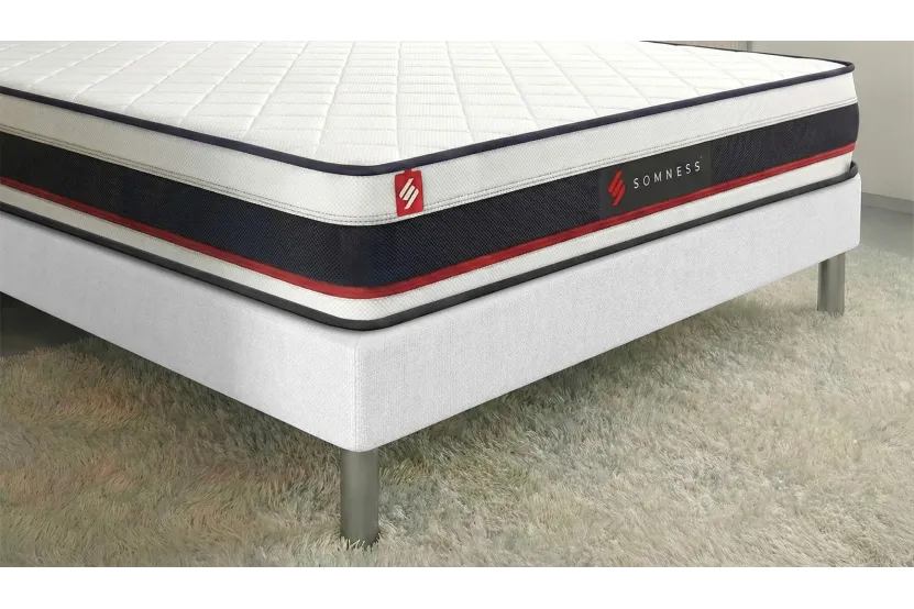 Ensemble Matelas Sommier 140x200 cm - Sommier Blanc (en kit) - Form
