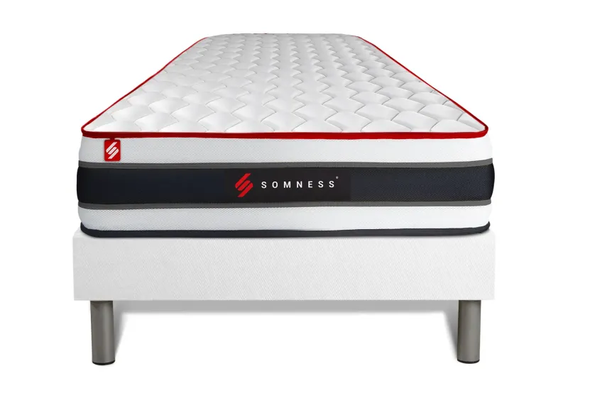 Ensemble Matelas Sommier 90x200 cm - Sommier Blanc (déjà monté) - Energy