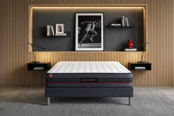 Ensemble Matelas Sommier 140x190 cm - Sommier Noir (déjà monté) - Regen