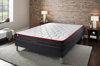 Ensemble Matelas Sommier 140x190 cm - Sommier Noir (déjà monté) - Boost