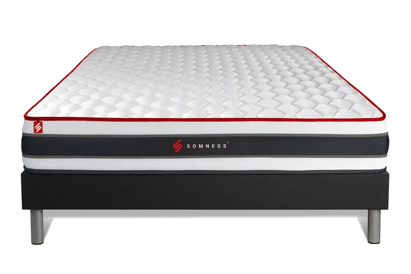 Ensemble Matelas Sommier 140x200 cm - Sommier Noir (déjà monté) - Energy