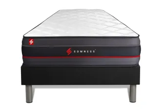 Ensemble Matelas Sommier 90x190 cm - Sommier Noir (en kit) - Regen