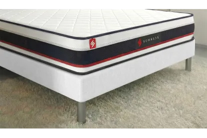 Pack lit complet 160x200 cm - Matelas + Sommier Blanc + 2 oreillers + Couette - Form