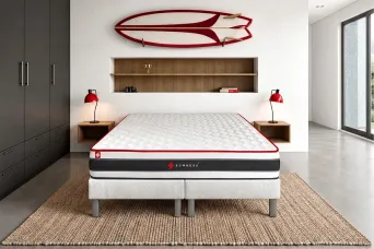 Ensemble Matelas Sommier 200x200 cm - 2 Sommiers Blanc - Energy