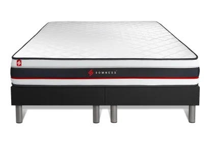 Ensemble Matelas Sommier 200x200 cm - 2 Sommiers Noir - Form