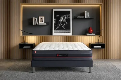 Ensemble Matelas Sommier 140x190 cm - Sommier Noir (en kit) - Regen