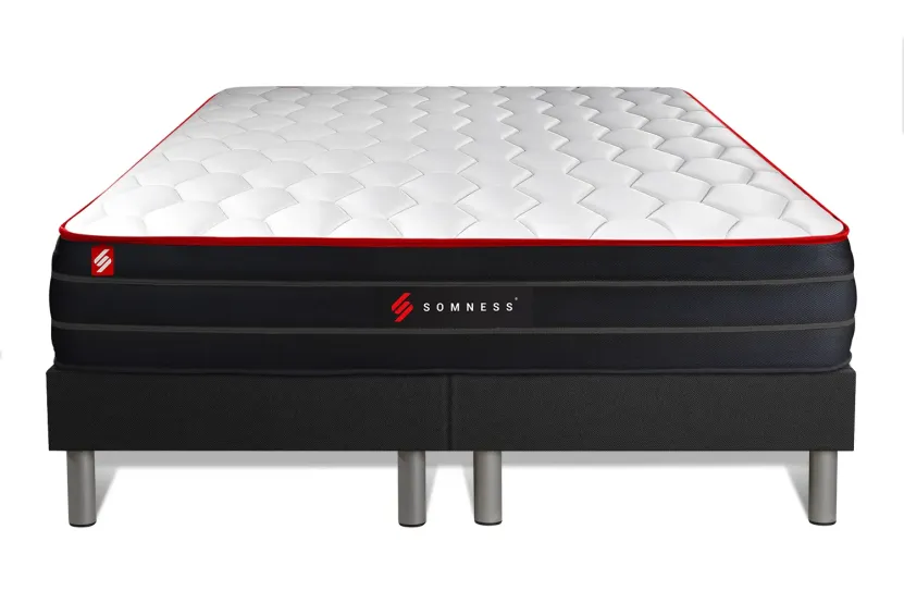 Ensemble Matelas Sommier 200x200 cm - 2 Sommiers Noir - Boost