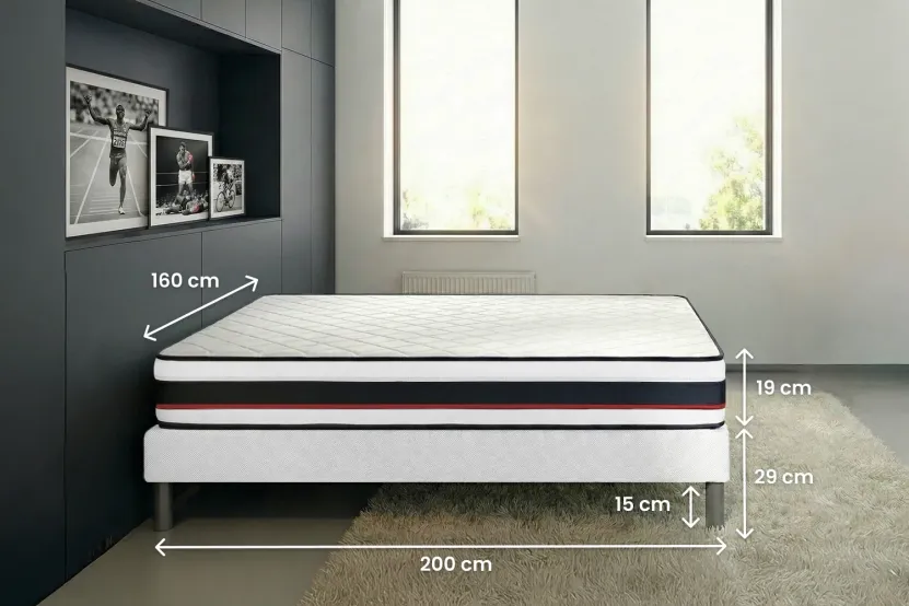 Ensemble Matelas Sommier 160x200 cm - Sommier Blanc (déjà monté) - Form