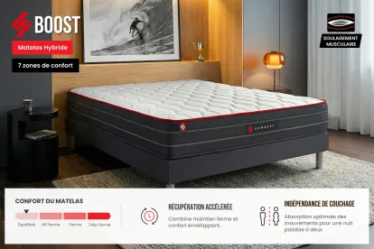 Ensemble Matelas Sommier 160x200 cm - 2 Sommiers Blanc - Boost
