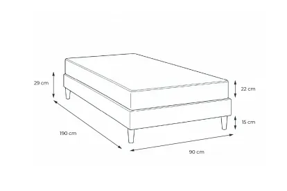 Ensemble Matelas Sommier 90x190 cm - Sommier Blanc (déjà monté) - Energy