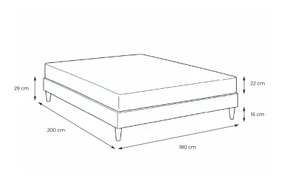 Pack lit complet 180x200 cm - Matelas + Sommier Noir (en kit) + 2 oreillers + Couette - Energy
