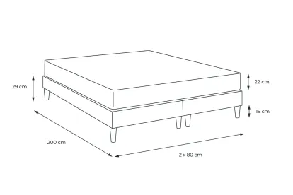 Pack lit complet 160x200 cm - Matelas + 2 Sommiers noirs + 2 oreillers + Couette - Energy